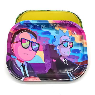 China Portable Customized Metal Rolling Tray Sets Cartoon Cute Rolling Tray for sale