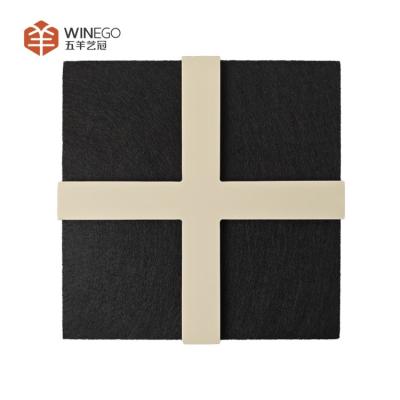 China Kunstgeometrische PET 3D-Holzplatten akustische Wandplatten mit bemalten zu verkaufen