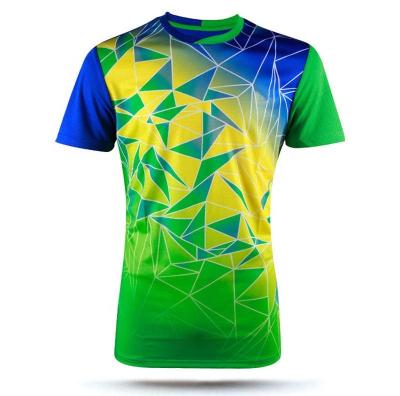 China High Quality Anti-wrinkle Dry Fit Shorts Sports Custom 100%Polyester Sublimation Printing Running Men's Promotional White Marathon Running T-Shirt for sale