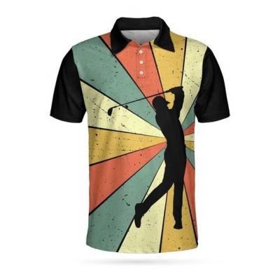 China OEM High Quality QUICK DRY Polyester Custom Logo Full All Over Print Golf Tops Custom Patterned Short Sleeves Sublimation Mens Golf Shirt for sale