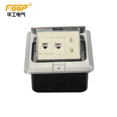 China Convenient Hot Plug Sockets UK Popular Networking Silver Alloy Floor Socket for sale