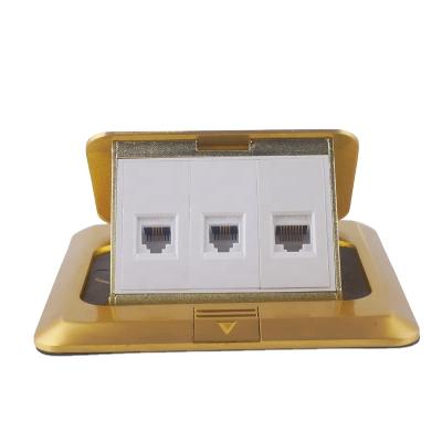 China Residential / multipurpose brass fggp 3 ports rj45 data floor socket copper box with data jacks for sale