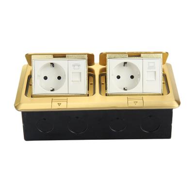 China Convenient Duplex Waterproof Sound Up Electrical Sound Power Outlet Double Floor Schuko Floor Socket for sale