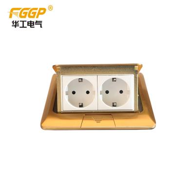 China Residential / Multi-Purpose Brass Copper Dual Sound Floor Eu Floor Socket / Dual Eu Floor Socket for sale