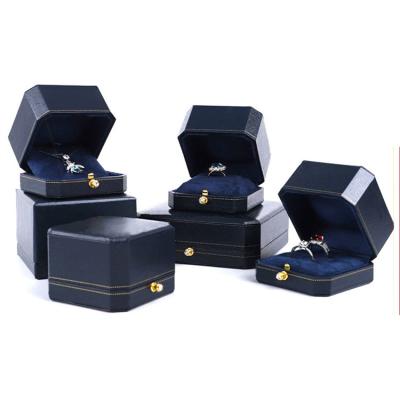 China Recyclable Luxury Custom Leather PU Velvet Ring Pendant Packing Jewelry Box Packaging for sale