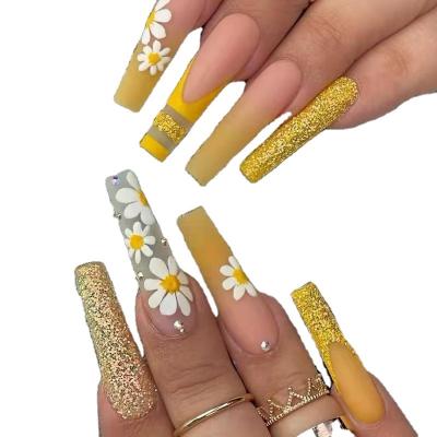 China Top Selling Design Ballerina Long Artificial Press On Nails Customize Artificial Finger Wrapping Nails for sale