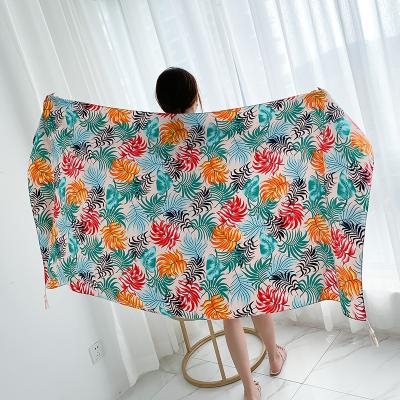 China Long Fashion Summer Cotton Beach Long Printed Women Beach Shawl Scarf for sale