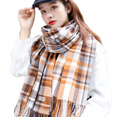 China Korean sweet new wholesale women's simple cashmere plaid scarf winter student bib shawl warm bib for sale