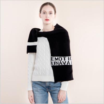 China New Spring Winter Striped Letters Wool Emotionally Unavailable Knitted Shawl And Scarf For Women for sale