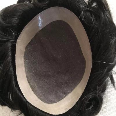 China Top Easy Men's Toupee Wig And Wig Hairpiece Breathable Durable Natural Looking Poly Hair Mono Skin Around Hair Replacement System for sale