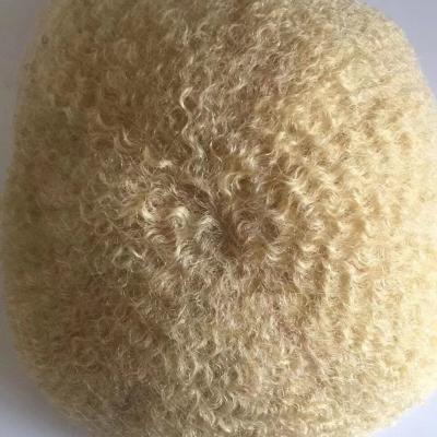 China Curly On Top Afro Hairpiece Easy Toupee Blonde Hair Color Hair Units for sale