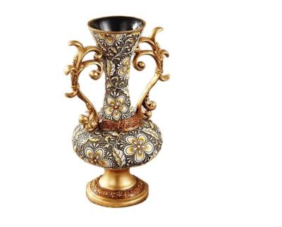 China Contemporary Modern WHITE and GOLD Resin Flower Vase for Home Luxury Gifts Space Decoration Novelty Traditional Style Living Room TOP for sale