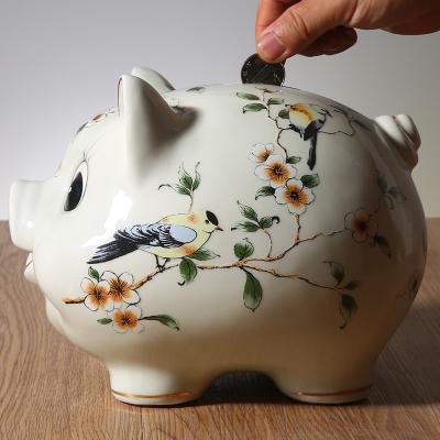 China Lovely Ceramic US Dollar Money Saving Jar Pig Piggy Bank Coin Savings Parents Money Jar Change Gift for Kids Children for sale