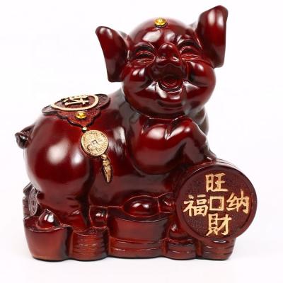 China Lovely Chinese Style US Dollar Money Saving Pot Resin Pig Piggy Bank Coin Savings Money Jar Change Gift Counter For Kids Children for sale