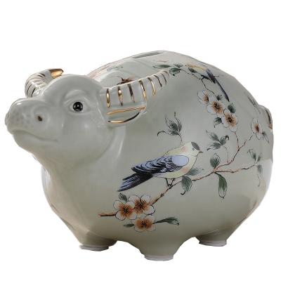 China Europe Ceramic US Dollar Money Saving Jar Cattle Piggy Bank Coin Savings Parents Money Jar Change Gift for Kids Children for sale