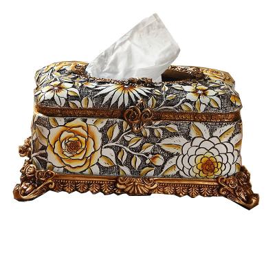 China Creative handcrafted American antique European style tissue box drawer tray coffee table storage box for living room home home accessories for sale