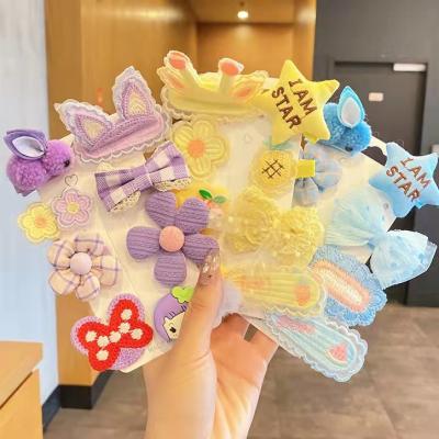 China Children hair clip set autumn and winter cartoon headwear baby princess fabric soft hair clip lovely for sale