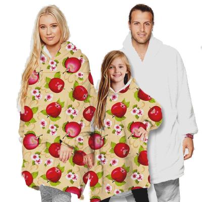 China Autumn and winter skull home print children's sweater lamb warm digital velvet both sides use warm hooded blanket for unisex for sale