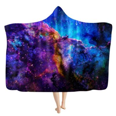 China Anime Blanket Fleece Polyester Cartoon Blanket Warm Hooded Shawl Lazy Air Conditioning Printing Hooded Blanket for sale