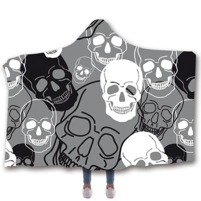 China Custom wholesale hot 3D digital printing thickening double-layer plush coat hooded digital printing lazy blanket for sale