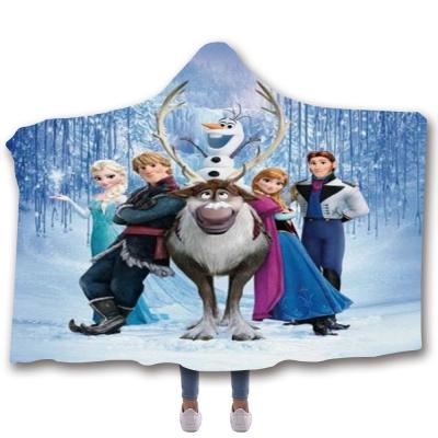 China Custom Wholesale Hot 3D Digital Printing Hooded Coat Plush Double-Layer Thickening Blanket Digital Printing Lazy Blanket for sale