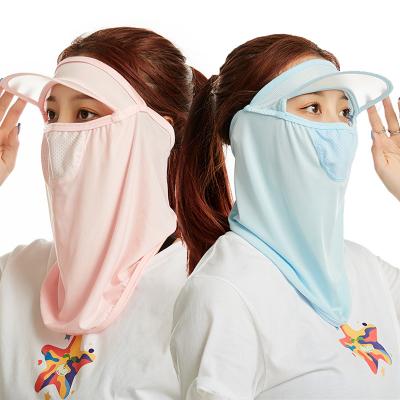 China New Products Woman Anti-UV Sun Silk Ice Facemask Breathable UV Protective With Summer Sun Hat For Recycling Mask for sale