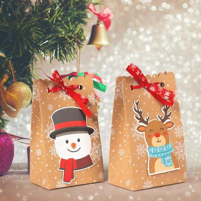 China Recyclable Reusable Kraft Paper Boxes Christmas Bag For Gift And Presents Goodies Cookies for sale