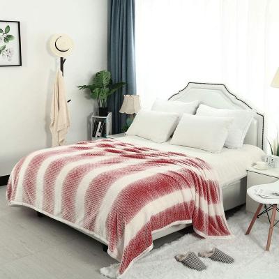 China Anti-Pull 3D Embossed Zigzag Chevron Background Dyed Coral Fleece Blanket for sale