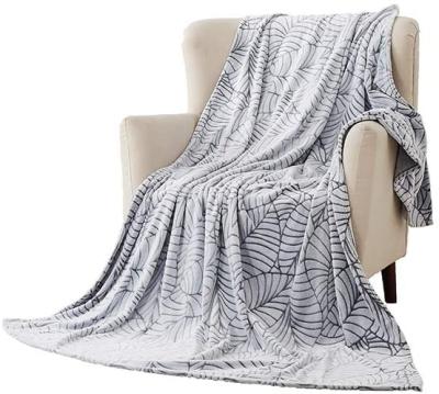 China Anti-Pull Embossed bottom dyed leaf design carved thick flannel fleece polyester throw blanket for sale