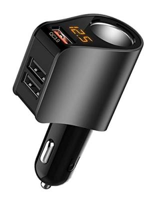 China Cyberpunk 117W Metal Fast USB Car Charger 3 In 1 Adapter Qc3.0 Mobile Phone Led Car Charger model universal/single hole 3 usb for sale