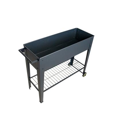 China Custom Minimalist Outdoor Standing Planting Box Metal Garden Square Planter and Multifunctional Plant Long for sale