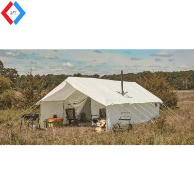 China Waterpoof tent camping canvas glamping outdoor wall tent with stove hole canvas outdoor camping bell tent for sale