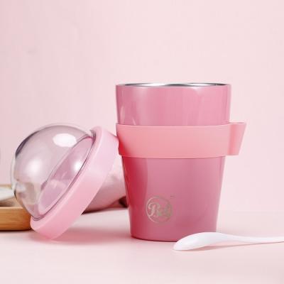 China Bargain price SS304 stainless steel 500ml home and kitchen stocked yogurt cups insulated cup with spoon for sale