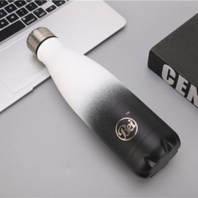 China Sustainable Portable Cola Shaped Best Quality Sublimation Stainless Steel Black Water Bottle for sale