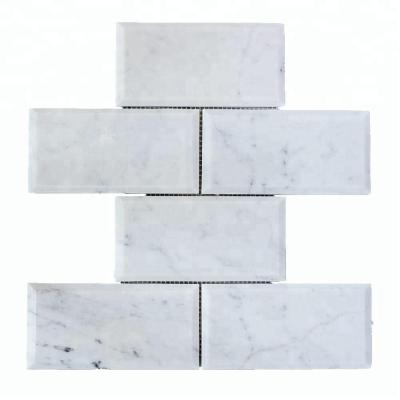 China Backsplash Decorstone24 Italian White Marble Carrara Subway 3x6 Beveled Tile For Wall for sale