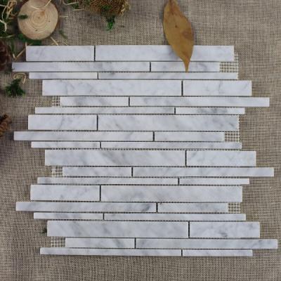 China Decorstone24 China Factory Parquet White Carrara Mosaic Slab Splash Back For Kitchen for sale