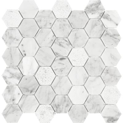 China Backsplash Decorstone24 Italy White Hexagon Tile Carrera Marble Tile Mosaic For Backsplash for sale