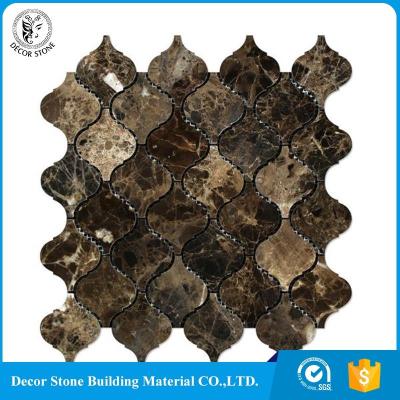 China Parquet EMPERADOR LANTERN ARABESQUE DARK MARBLE POLISHED Mosaic Slab for sale