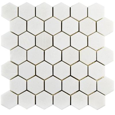 China 2 Inch Thassos Hexagon Kitchen Backsplash White Marble Mosaic Tiles Flooring for sale