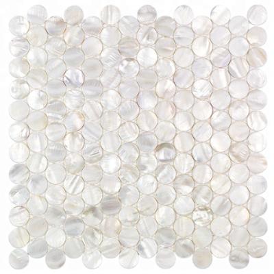 China Pearl Decorstone24 Penny Round Mosaic White Backsplash Parquet Wall Slab for sale