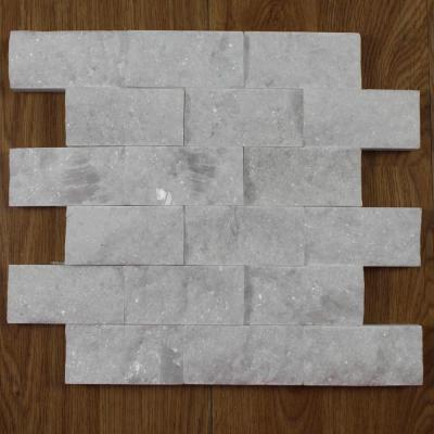 China Decoration Quartz Decorstone24 Material White Split Face Marble Stone Tile Mosaic For Wall Decoration for sale