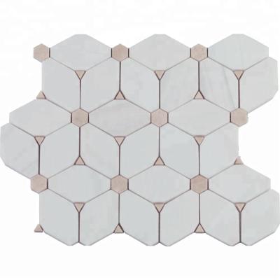 China China Factory Parquet Decorstone24 Natural Dolomite White Marble Backsplash Mosaic Slabs for sale