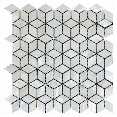 China Shell Mosaic Mother Of Pearl Parquet Covers Mesh Mounted Tiles for sale