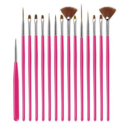 China Easy Apply 15pcs Nail Tools Nail Brush Painting Drawing Coating Pen Nail Art Gel Polish Brushes for sale