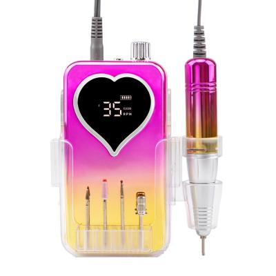 China New Nail Salon Brushless Motor 35000rpm Cordless Portable Nail Art Manicure Drill Replaceable Electric Bulk Nail Files for sale