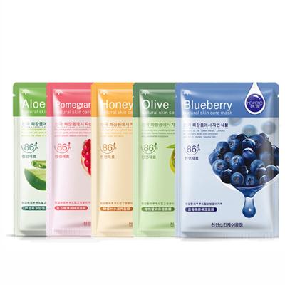 China Natural Moisturizer Skin Care Fruit Plant Face Mask Moisturizing Oil-control Blueberry Cucumber Pomegranate Aloe Sheet Face Mask for sale