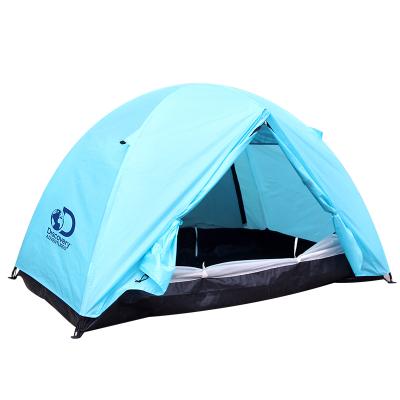 China Tube type tent stake 2020 hot sale double layer high grade waterproof blue 2 person outdoor camping tent for sale