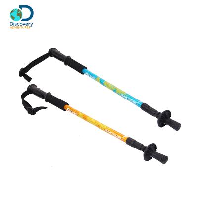 China PVC 3-Section Adjustable Discovery Adventure Trekking Pole Hook Aluminum Walking Stick for sale