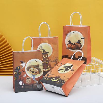 China Recyclable Halloween Series Gift Bag Kraft Paper Bag Party Supplies Baby Presents Kraft Handle Packaging Bag for sale