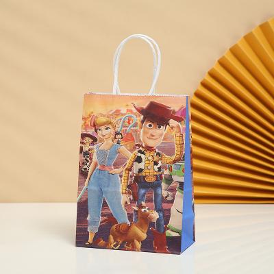 China Animation Character Theme Kraft Paper Bag Recyclable Birthday Party Supplies Gift Bag Kraft Paper Handle Bag for sale